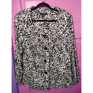 Size 18 Vintage Zebra Animal Print Le Bos 80s 90s Business Black Blazer Jacket